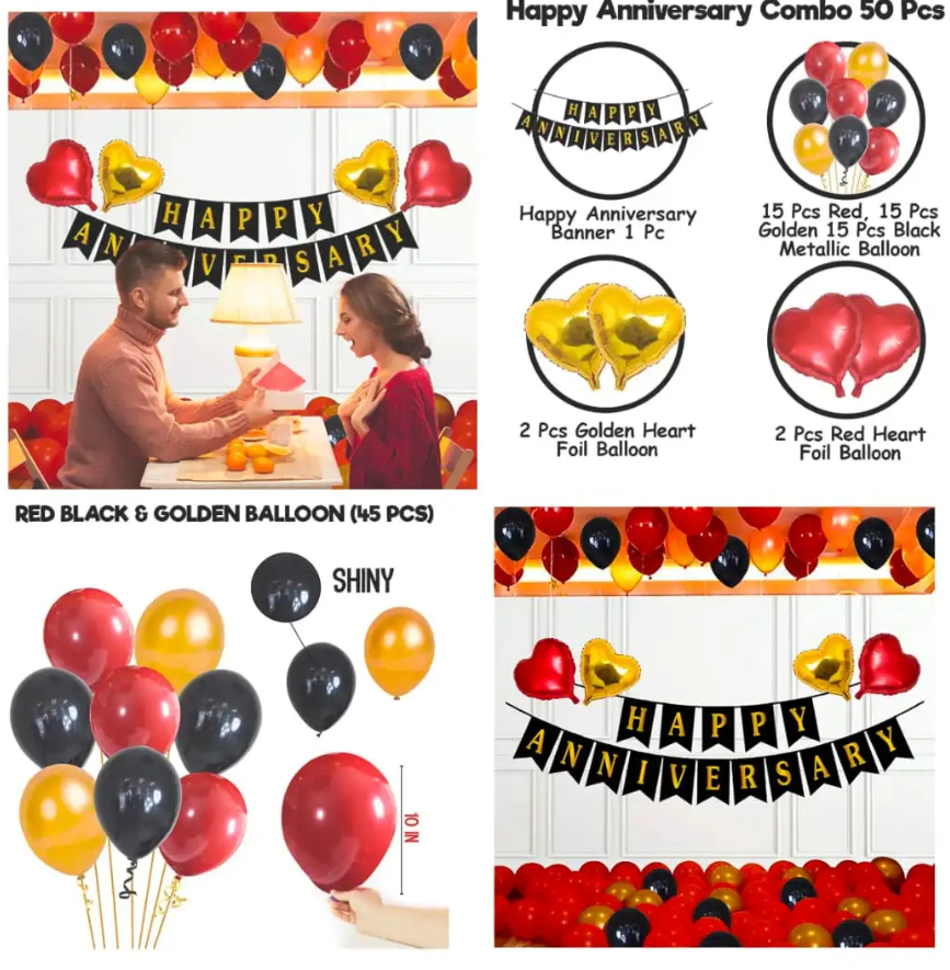 Anniversary Party Balloons Decoration Combo Pack Set of 50